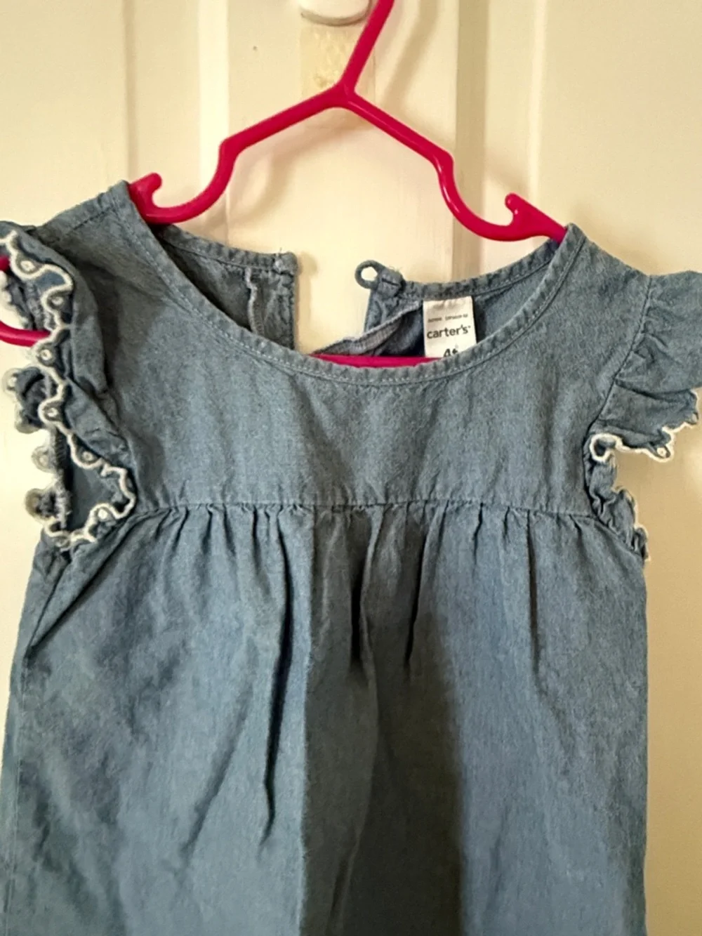 Carter's Light Blue Denim Ruffle Sleeve Toddler Dress